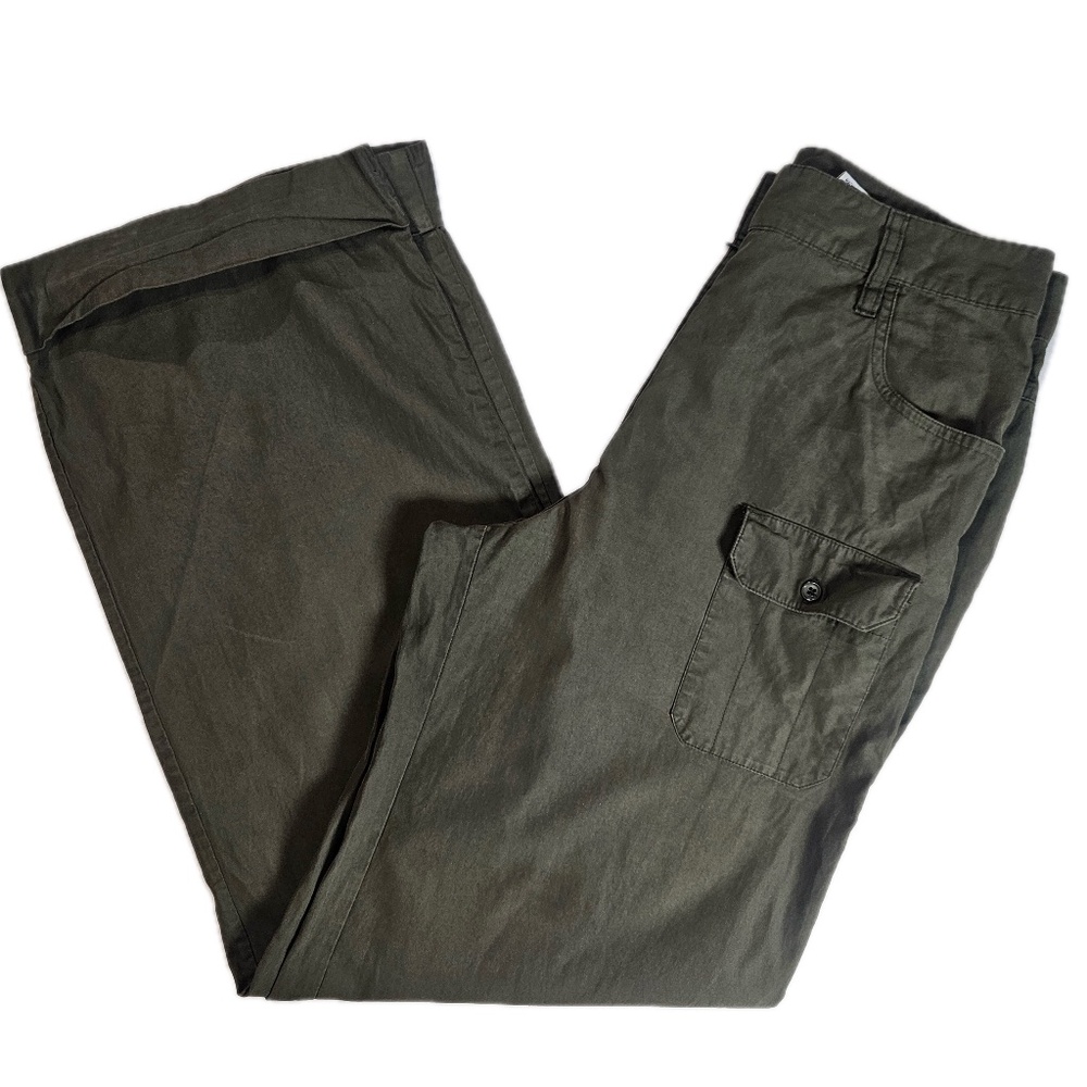 Express Bleus‎ Pants Womens 7/8 Olive Green Cargo Chino Side Flap Pocket Y2K VTG